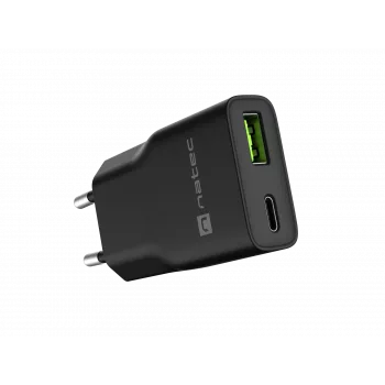 Netzteil NATEC Ribera NUC-2377 — 1×USB-A, 1×USB-C, 3 A Ausgang
