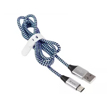 Tracer TRAKBK46266 USB-Kabel USB 2.0 1 m USB-C USB-A Schwarz Blau Silber