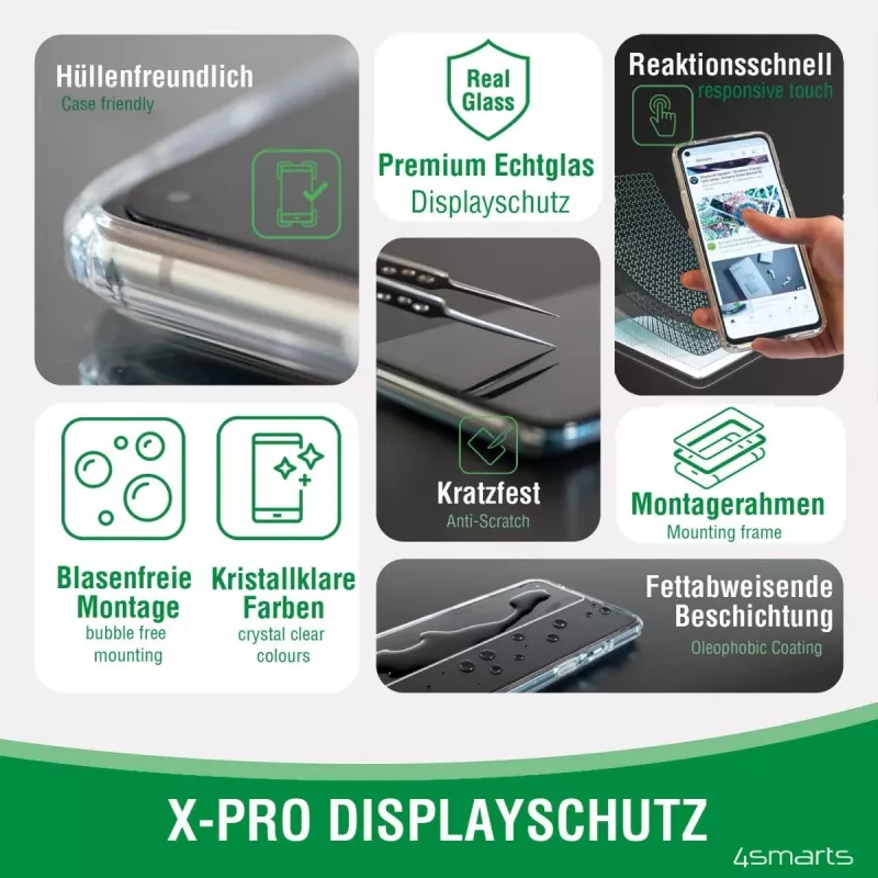 4smarts 360° Starter-Set - Schutzhülle für Mobiltelefon - Gehärtetes Glas (10 H)
