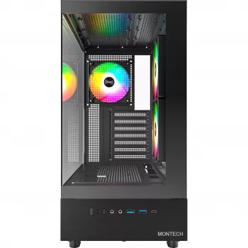 Montech XR Midi-Tower, gehärtetes Glas – schwarz