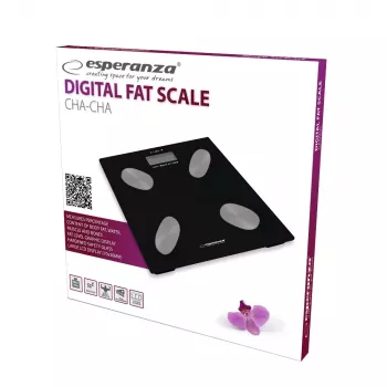 Elektronische Personenwaage ESPERANZA EBS022K — digitale Fettwaage, gehärtetes Glas, 180 kg, BMI, 12-Benutzer-Speicher