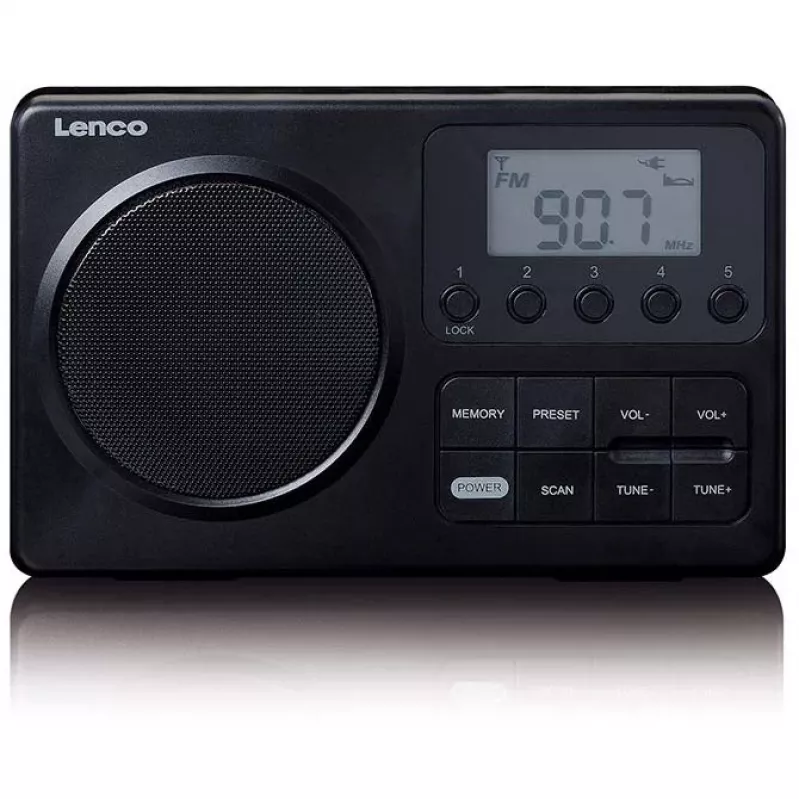 Tragbares Radio Lenco MPR-035BK — FM/AM, Netz- und Batteriebetrieb, 2,5-Zoll-LCD, 20 FM-Senderspeicher, 3,5-mm-Ausgang