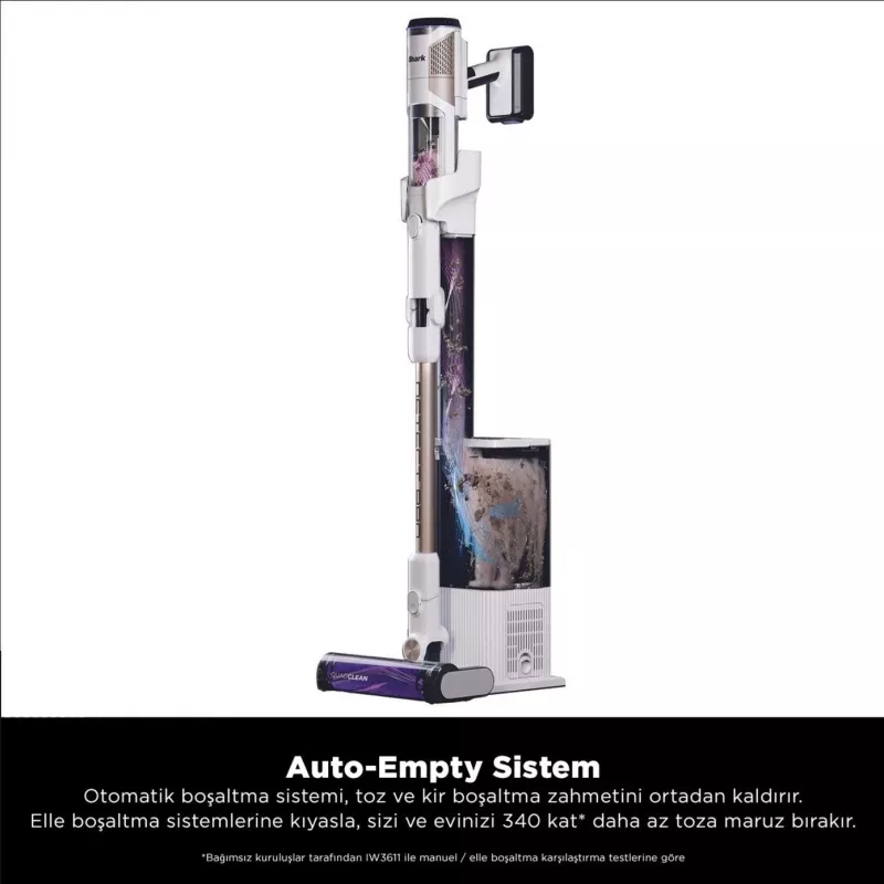 Shark Akku-Staubsauger Detect Pro IW3611EU mit automatischem Entleerungssystem 2L 240 W Weiß und Gold