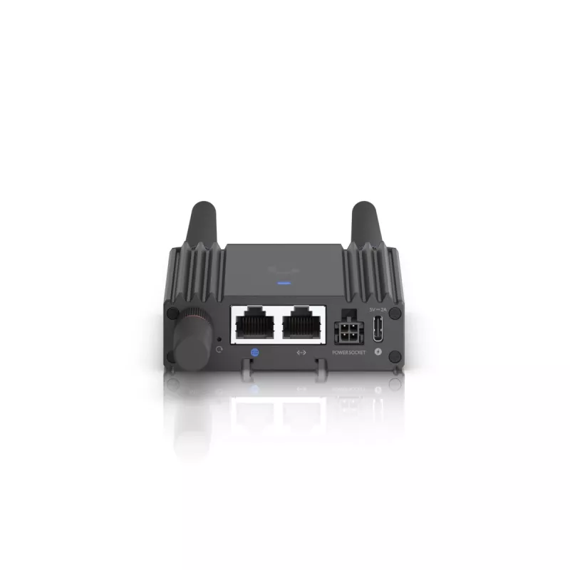 Mobilfunknetz-Router Ubiquiti UMR-Ultra — 4G LTE, NanoSIM, 2,4 GHz Wi‑Fi (802.11g), 2x RJ‑45, 3 externe SMA-Antennen, 5–30 V DC