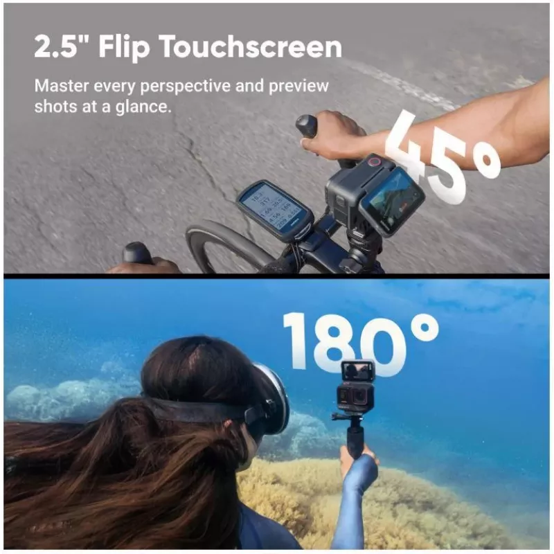 Action-Sportkamera Insta360 Ace Pro 2 — 50 MP, 8K Ultra HD (7680×3272), 1/1,3-Zoll-Sensor, bis zu 240 fps, integriertes Display, Wi‑Fi, MicroSD, 177,7 g, Schwarz