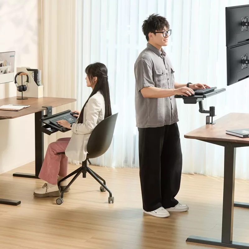 Maclean Unter-Tisch-Tastaturhalterung, max. Belastung 5 kg, horizontal und vertikal verstellbar, schwarz, MC-108 B