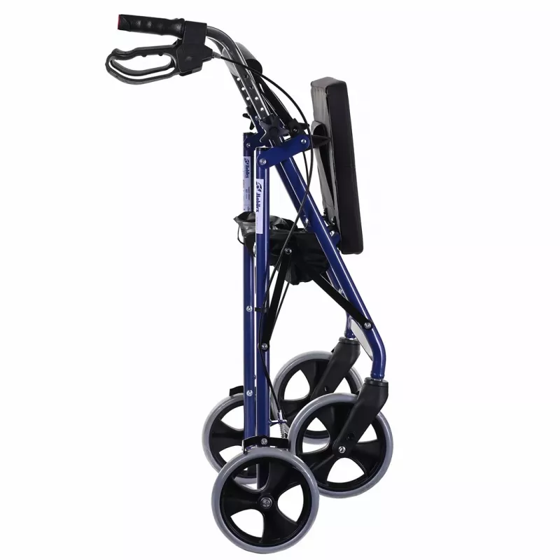 Rollator mit vier Rädern und Sitz, blau/schwarz