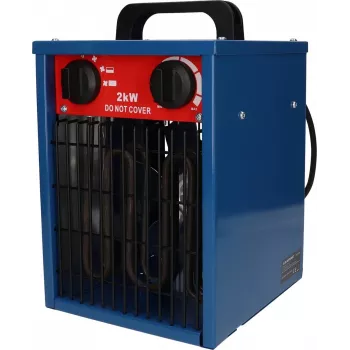 Ventilator-Elektroheizer BLAUPUNKT EH7010 – 2000 W, Edelstahl-Element, IPX4, Bodenaufstellung, für bis zu 22 m², schwarz/blau/rot
