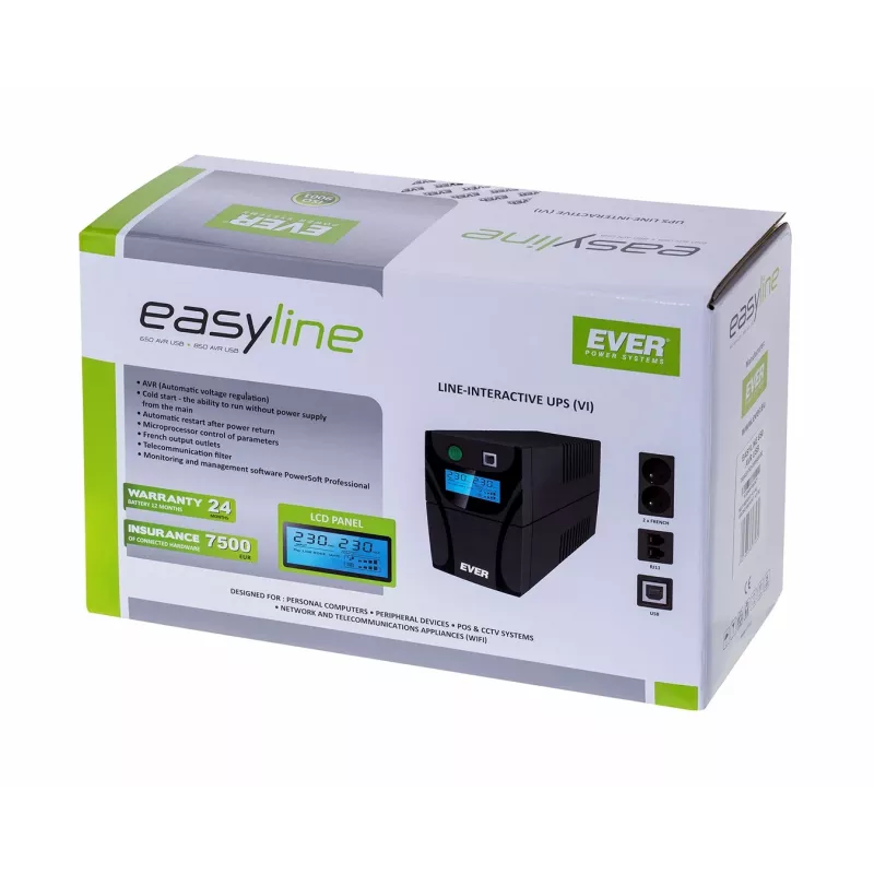 Ever EASYLINE 650 AVR USB Line-Interactive 0,65 kVA 360 W