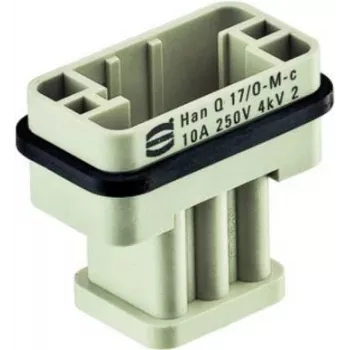 Harting Steckverbinder Han Q 17/0-M-c 10A 09120173001 – rechteckiger Industrie-Steckverbinder für Paneleinbau