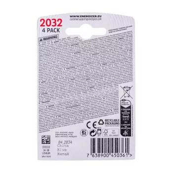 ENERGIZER BATTERY SPECIALIZED CR2032, 4 Stück, 3V, ECO