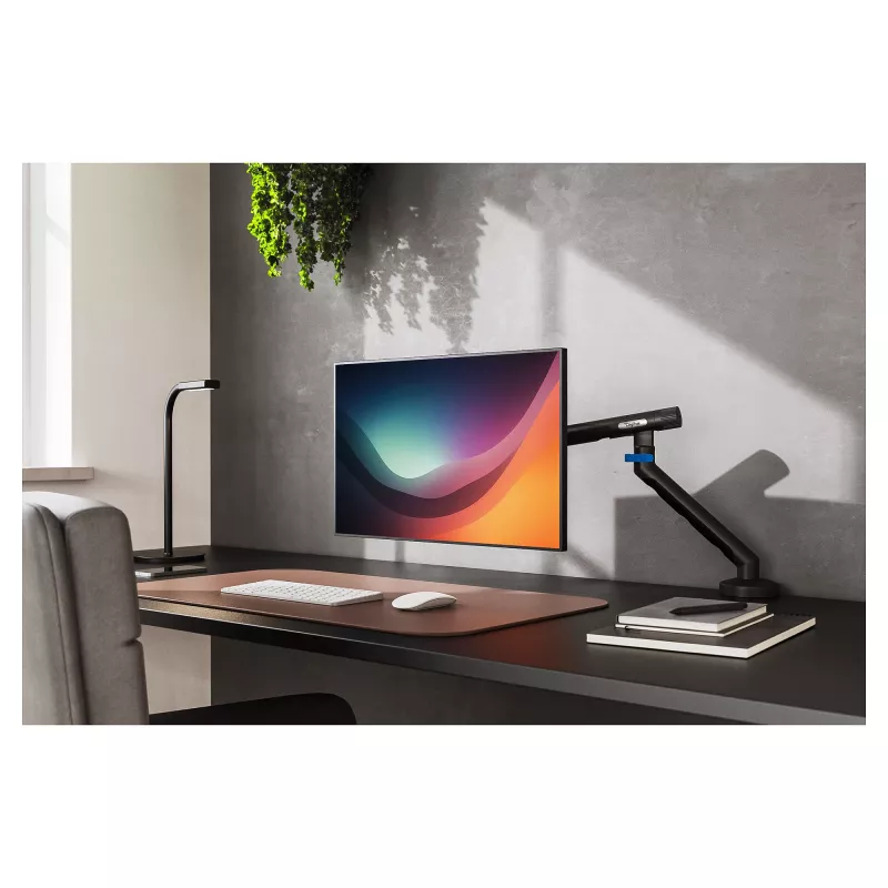 Monitorhalterung DIGITUS Single Design für Bildschirme bis 35 Zoll, Klemme, 10 kg, VESA 75x75–100x100, Neigung -45–90°