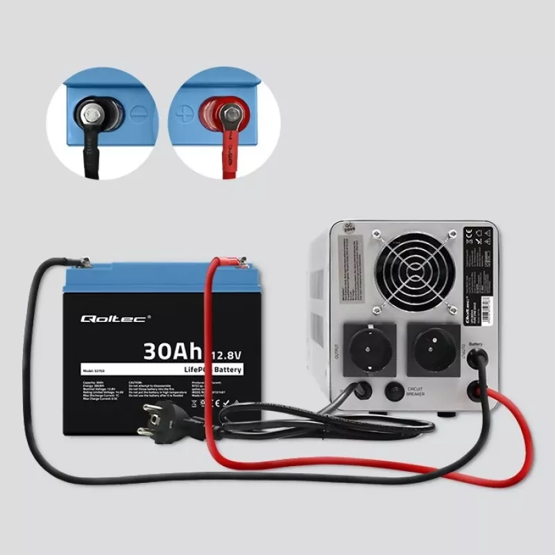 Wiederaufladbare LiFePO4-Batterie QOLTEC 12,8V 30Ah 384Wh mit BMS