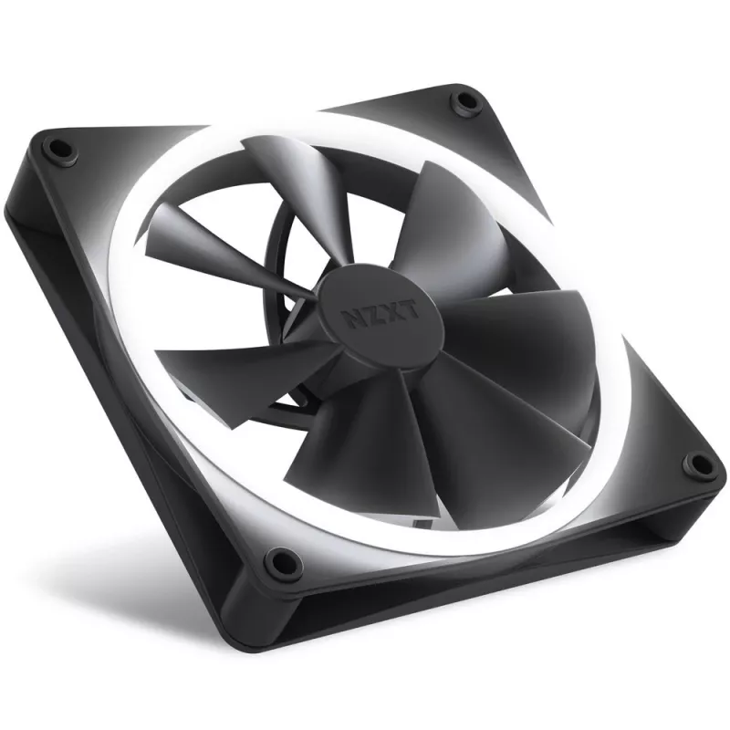 Gehäuselüfter NZXT F140 RGB 14 cm, schwarz, 500–1800 U/min, Fluiddynamisches Lager, 4-Pin, 18 LEDs
