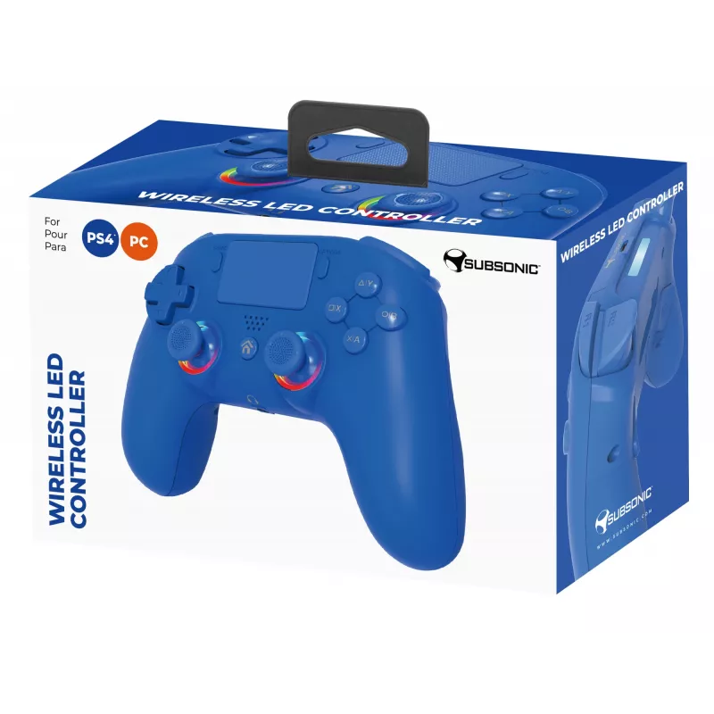 Kabelloser LED-Controller SUBSONIC SA5639-3 für PS4 und PC, blaues kabelloses Gamepad