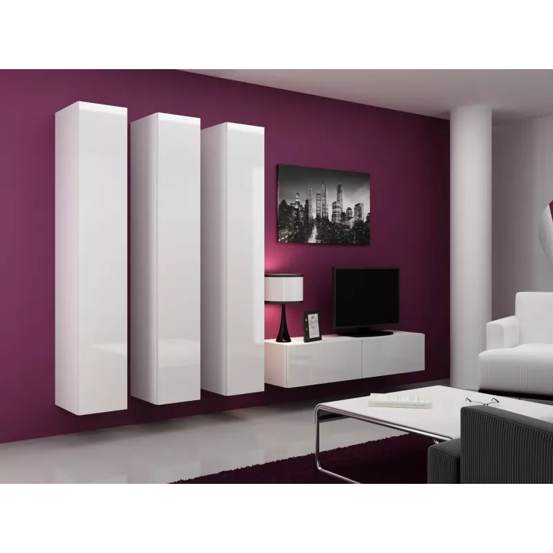 Cama Wohnzimmer-Schrankset VIGO 14 weiß/weiß glänzend