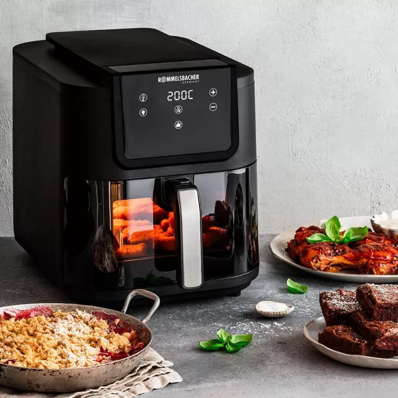 Heißluftfritteuse Rommelsbacher FRH 1700 Single 8 L Standgerät 1700 W mit 10 Programmen und LED-Anzeige