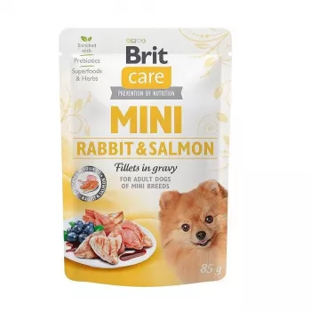 Nassfutter für Hunde Brit Mini Kaninchen & Lachs 85 g — BRIT Care getreidefrei, glutenfrei, ausgewachsene Hunde kleine Rassen