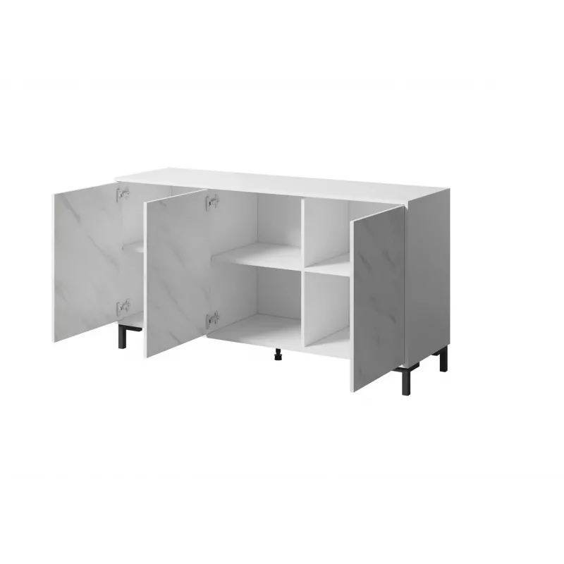 MARMO 3D Kommode 150x45x80.5 cm weiß matt/marble weiß