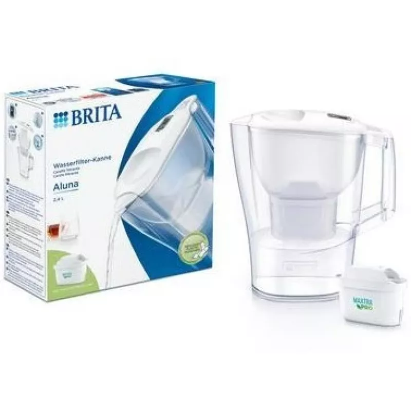 Wasserfilterkanne BRITA Aluna Transparent Weiß — 2,4 l Gesamt / 1,4 l gefiltert, MAXTRA, spülmaschinenfest