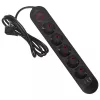 Steckdosenleiste MACLEAN MCE395 B — 5 Steckdosen, 3×USB, 110–240V AC, 2,1A USB, 2500W, 1,5 m Kabel, schwarz