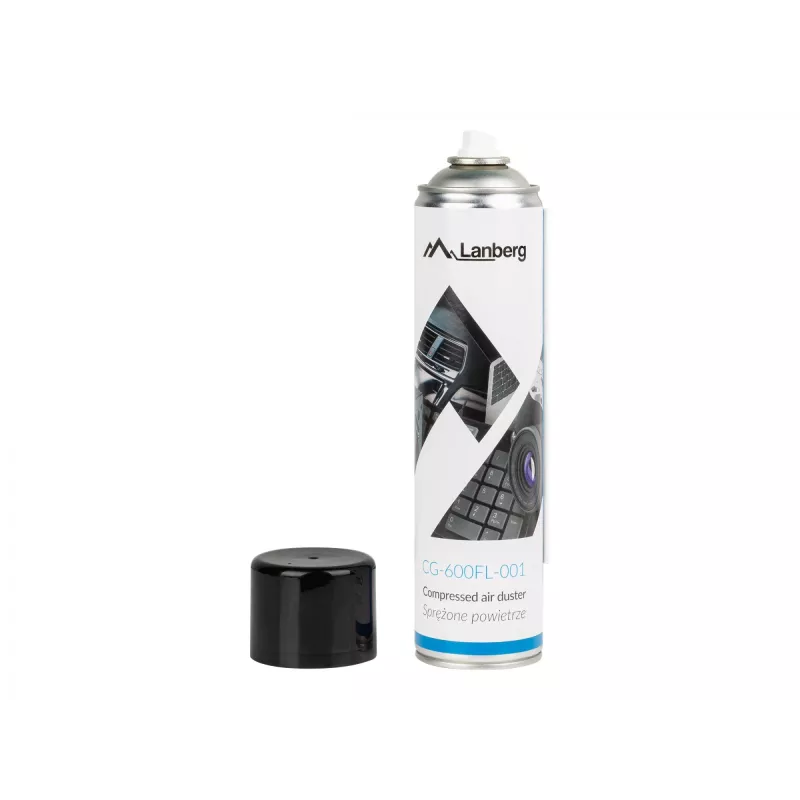 Druckluftspray LANBERG CG-600FL-001 — 600 ml, zur PC-Reinigung, Schwarz/Blau/Weiß