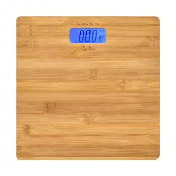 Elektronische Personenwaage Jata HBAS1489 — 180 kg Kapazität, 100 g Genauigkeit, 10,2 cm LCD, Bambusplattform