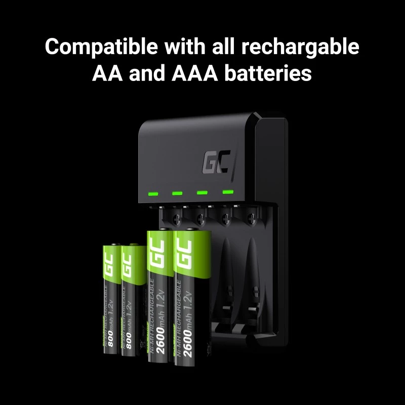 Ladegerät Grün Cell GC VitalCharger mit 4× AA 2000mAh NiMH-Akkus