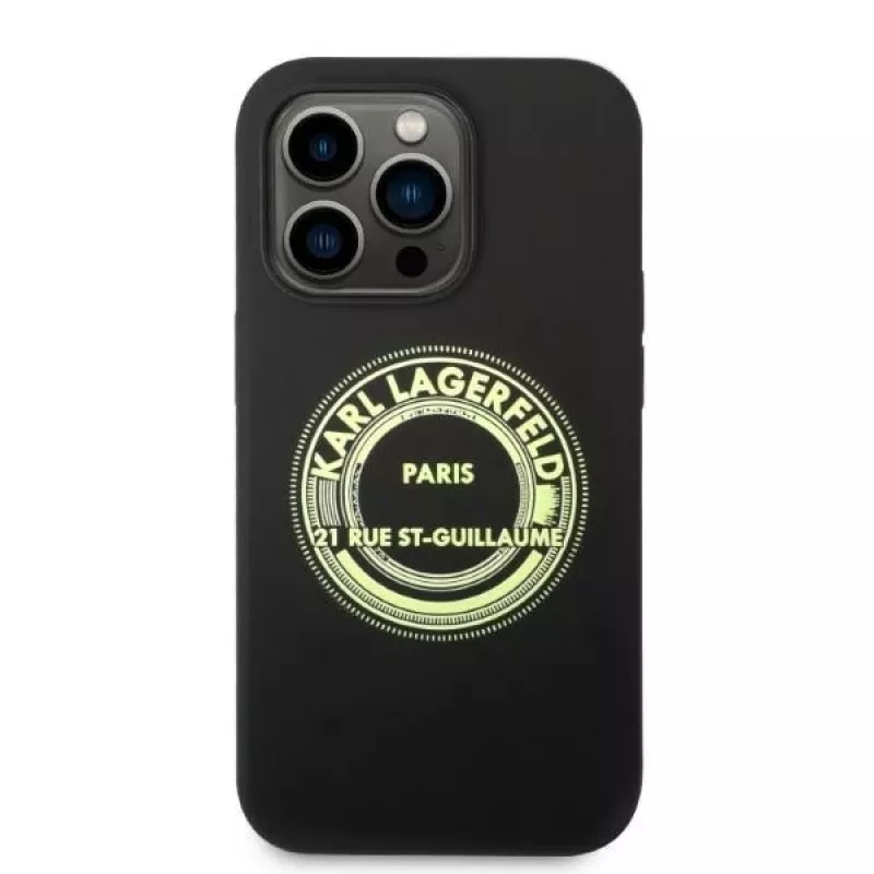 Karl Lagerfeld Soft Cover Silicone RSG Black für Apple iPhone 14 Pro KLHCP14LSRSGRCK