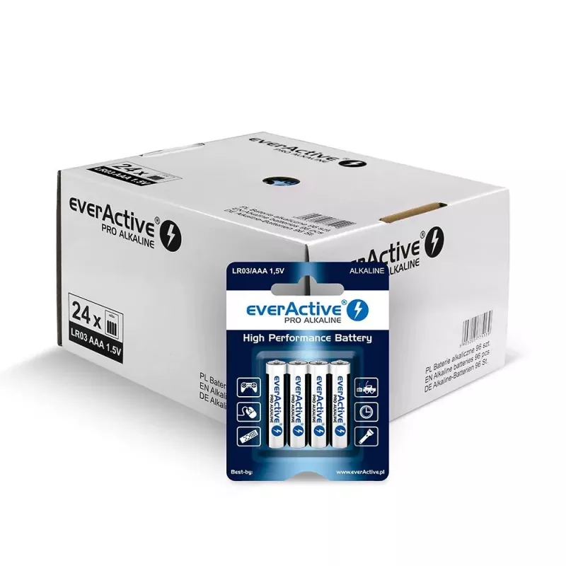 Alkali-Batterien everActive AAA LR034BLPADIS – Packung mit 96 Stück