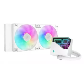 All-in-One-Wasserkühlung DeepCool LT240 White — 240-mm-Radiator, 2x 120-mm-PWM-Lüfter (600–2400 U/min), 41 cm Schläuche, für LGA1150