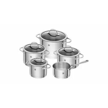 ZWILLING Essence 5-teiliges Edelstahl-Kochgeschirr-Set mit Glasdeckeln