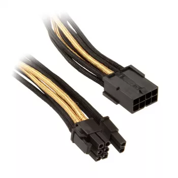 SilverStone PCI-8-Pin-auf-PCIe-6+2-Pin-Kabel, 250 mm – schwarz/gold