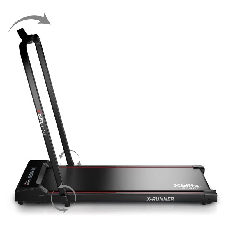 Motorisiertes Laufband Xblitz X-RUNNER — faltbar kompakt, max. Geschwindigkeit 12 km/h, max. Nutzlast 120 kg, schwarz