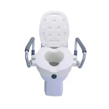 Toilettensitzerhöhung ANTAR AT51205 Erweiterung mit klappbaren Haltegriffen, 10 cm Sitzhöhe, Tragfähigkeit bis 180 kg, Breite zwischen den Haltegriffen 470 mm