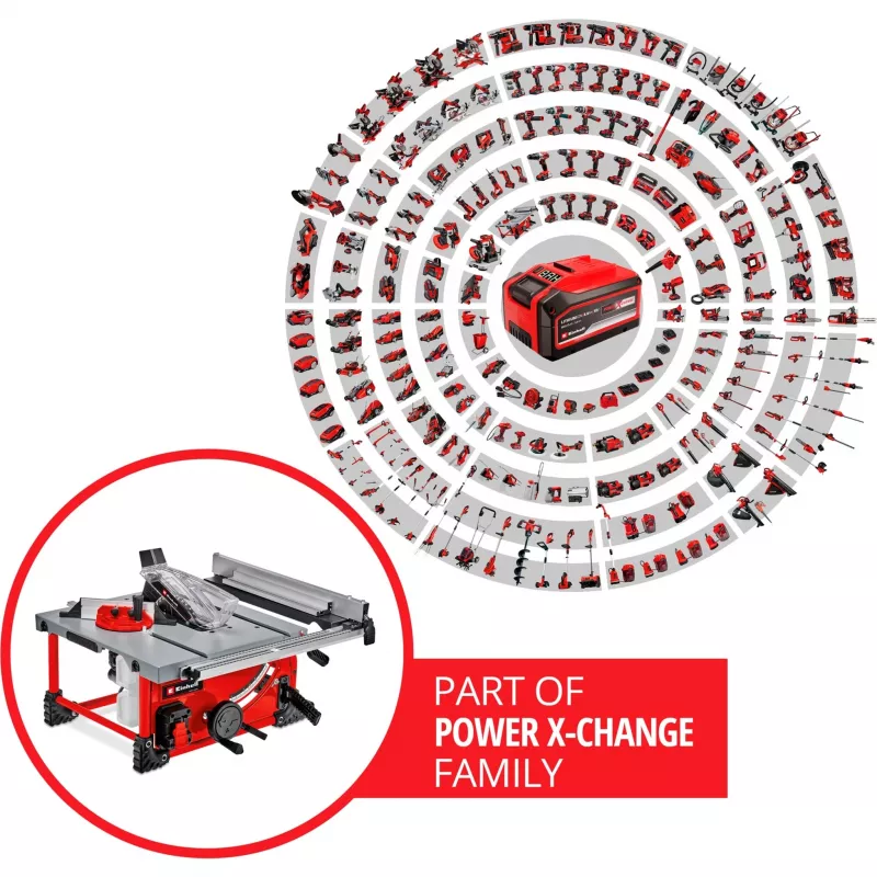 Power X-Change Akku-Tischkreissäge TE-TS 36/210 Li-Solo, 36 Volt (2x18 V) (Rot, ohne Akku und Ladegerät)