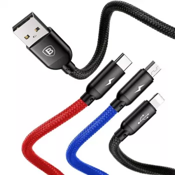BASEUS Colorfone CAMLT-BSY01 USB-Kabel 1,2 m USB A 3 x USB C Schwarz, Rot, Blau