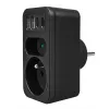 Power Splitter MACLEAN MCE249 F/B – 2 AC-Steckdosen (16A + 6A) mit 2×USB-A und 2×USB-C PD 20W, EU-Stecker, schwarz