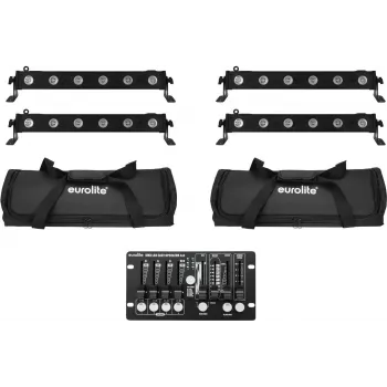 EUROLITE LED Bar Set 4x LED BAR-6 QCL RGBW mit 2 Soft-Bags und Controller