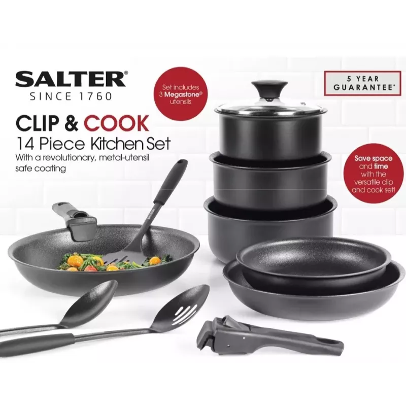 Kochgeschirr-Set Salter BW12055IS 14-teilig Edelstahl-Küchenutensilien
