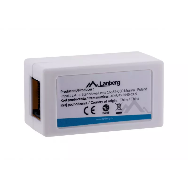 LANBERG Kabel-Geschlechtswandler RJ-45 auf RJ-45, Buchse–Buchse, U/UTP Cat5e, weiß