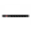 Stromverteilereinheit LANBERG PDU-06E-0200-BK — 6x Typ-E-Ausgänge, 16 A, 2 m Kabel, 1HE Rack, 220–250 V