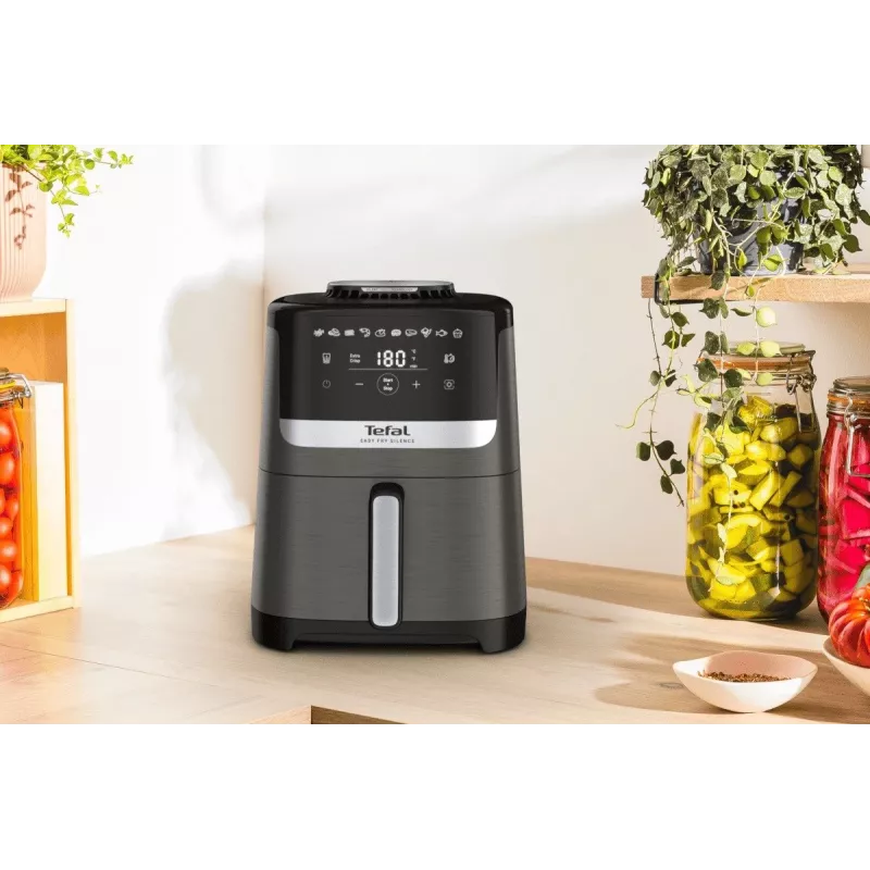 Tefal Easy Fry Silence EY551HE0 Fritteuse Einzel 5 L Stand-alone Heißluftfritteuse Schwarz, Grau, Edelstahl