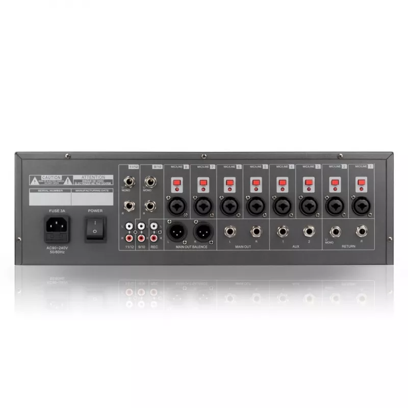 RM12 FX - Analoger Mixer mit Bluetooth DSP EQ MP3 Phantom, 12 Kanäle