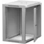 NETRACK 019-120-645-021 Wand-/Hängeschrank 19 Zoll 12U/450 mm Glastür grau abnehmb. Seitenwände