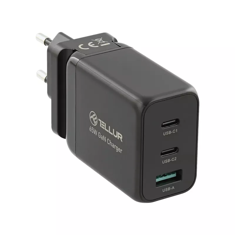 Wandladegerät Tellur TLL151451 65W, 3-Port (2x USB-C, 1x USB-A)