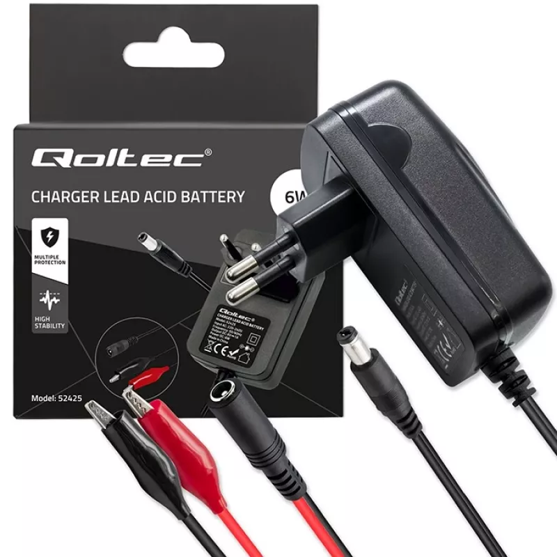 Batterieladegerät QOLTEC Charger AGM GEL STD 6V 1A für 6V Blei-Säure-Batterien, AGM und Gel