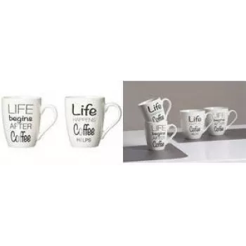 Porzellan-Kaffeebecher ritzenhoff & breker LIFE SPRÜCHE 310 ml Spülmaschinenfest