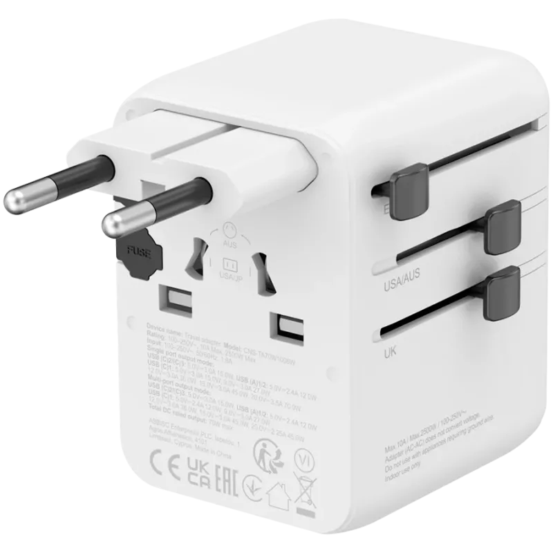 CANYON Travel Adapter OnTour 70 EU/UK/US/AUS 70W Weiß