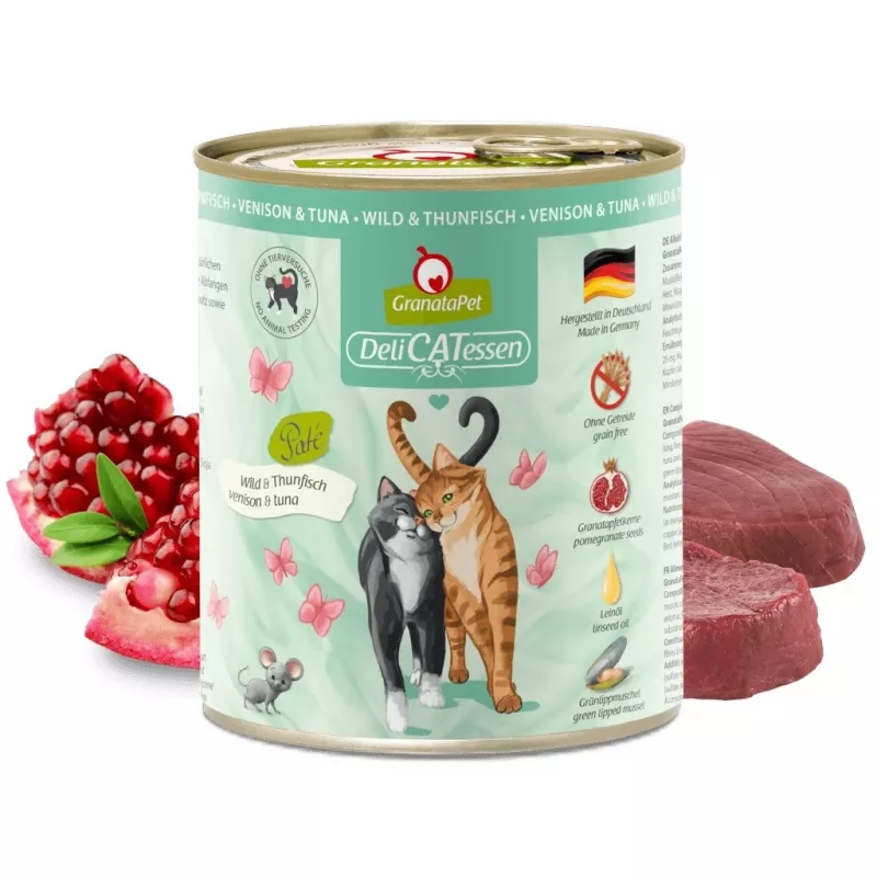 Nassfutter für Katzen Fox4Pets DeliCATessen Wild und Thunfisch 800 g — Wild & Thunfisch, adult, Alleinfuttermittel, gluten‑ und sojafrei
